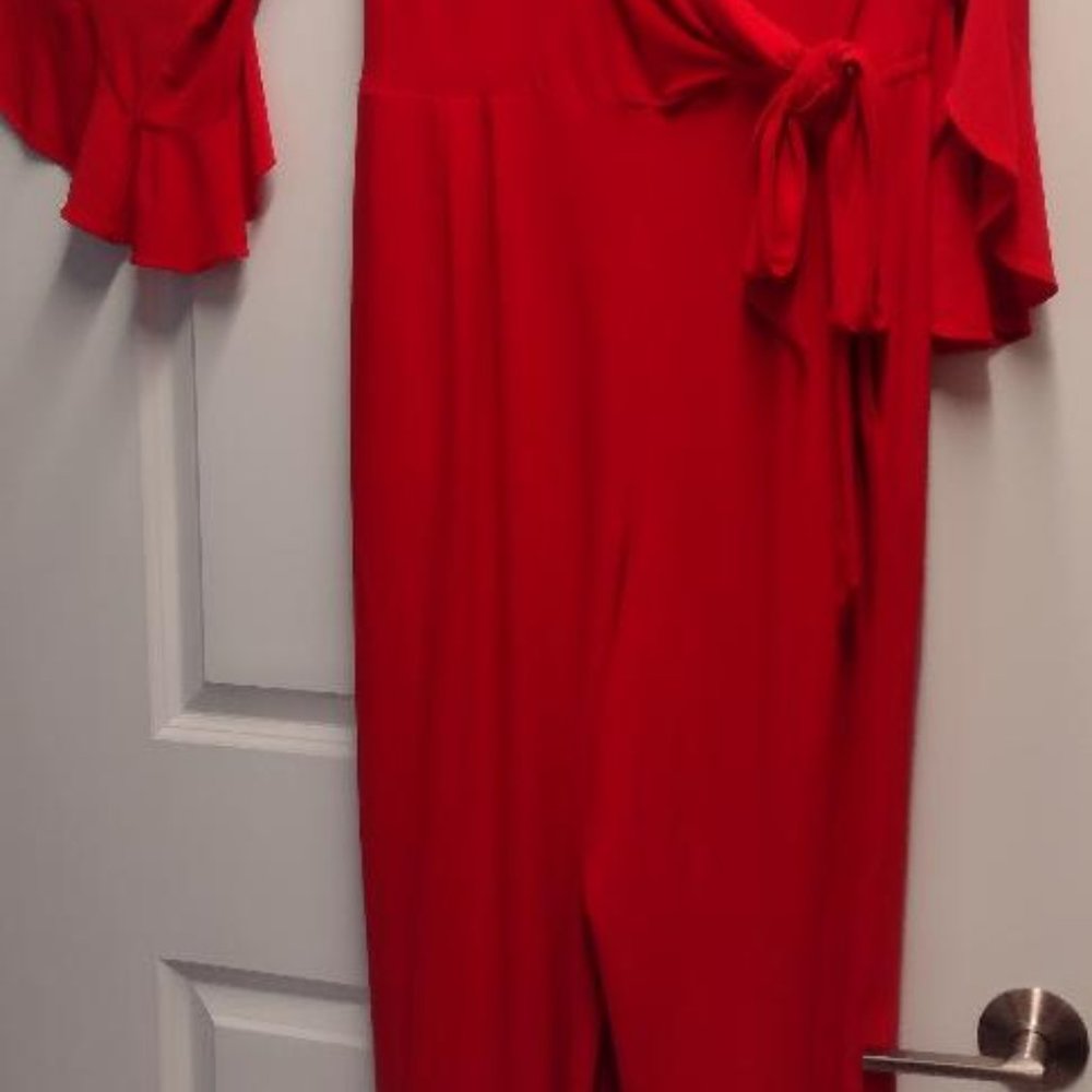 Red jump suit